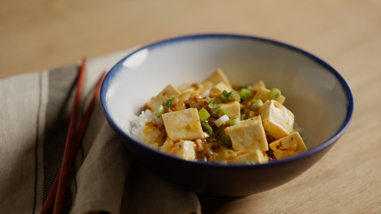 Savory Garlic Tofu With Minced Mushrooms