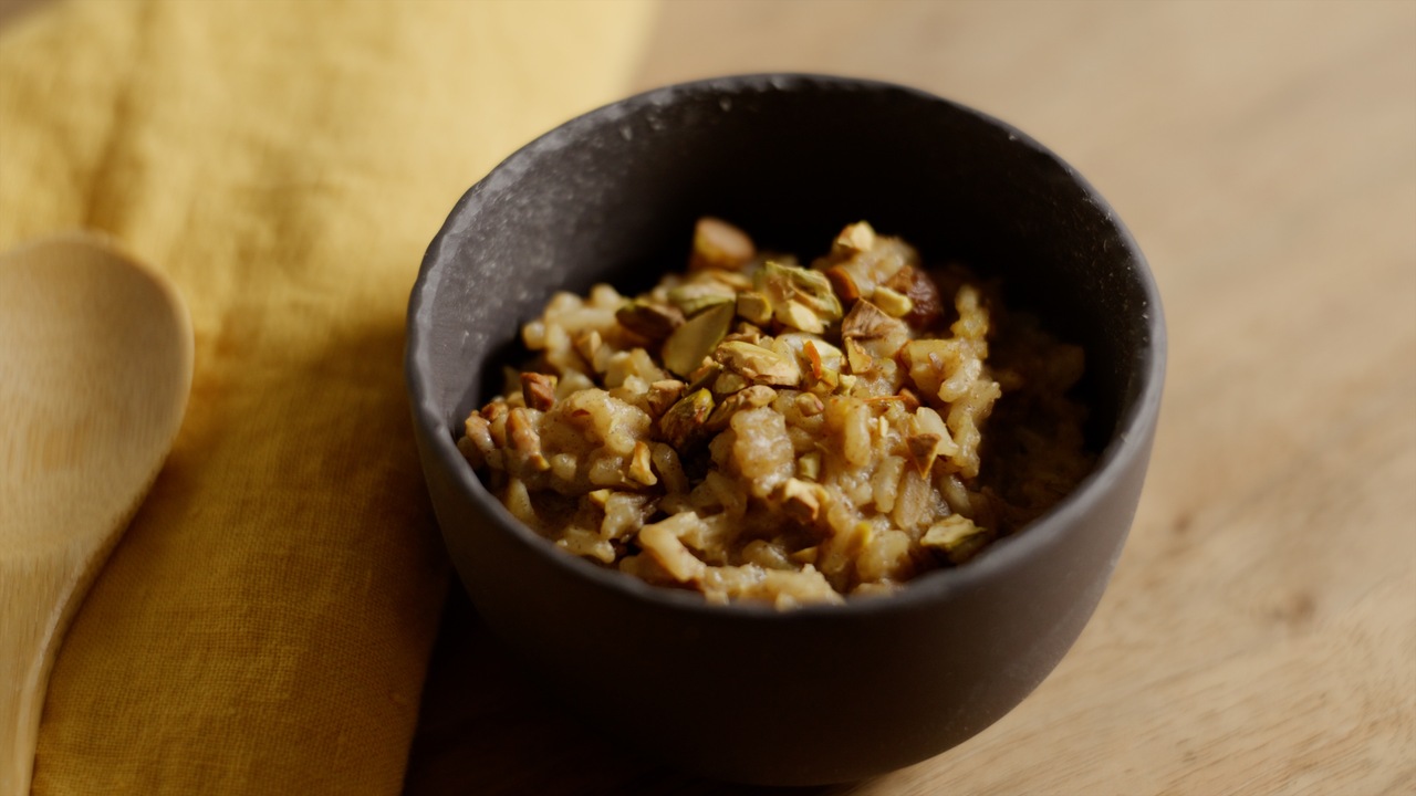 Brown Rice Pudding With Nuts And Cardamom