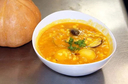 Creamy Squash Soup with Corn Salsa and Wild Onion Chimichurri
