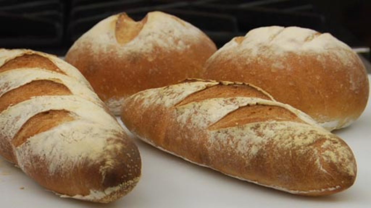 Baguette On A Light Background Baguette Lean Dough, Baking, Slice