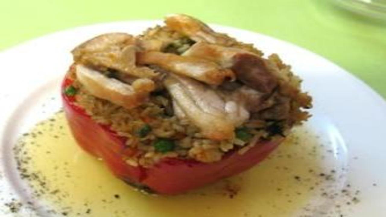 Asian Stuffed Chicken Topped Peppers