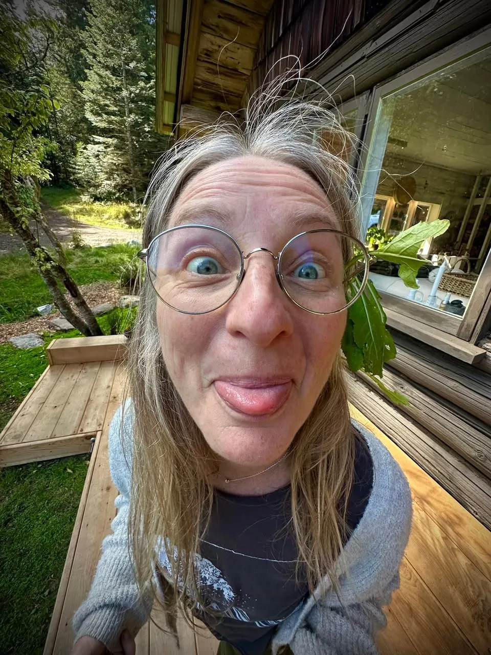 Dawn Thomas being playful at the farm